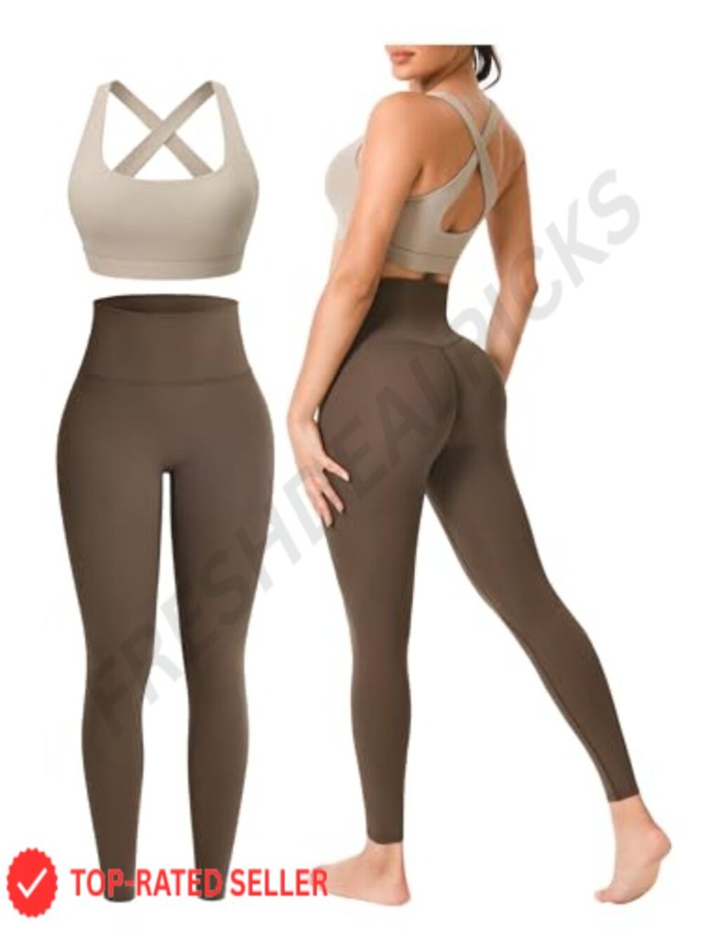 2 Piece Seamless Yoga Workout Set with Removable Bra Padding